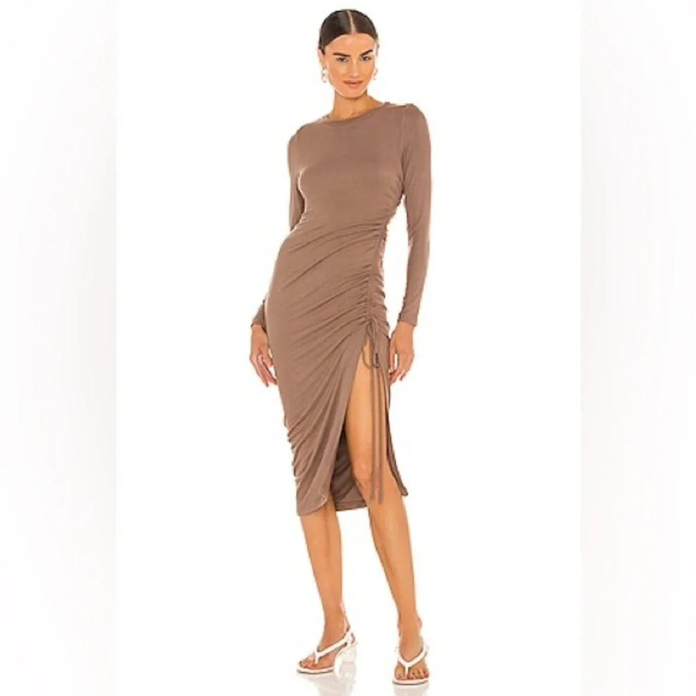 SNDYS The label Winter Dress in Chocolate Ruched Drawstring Side Size‎ 2
